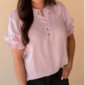 FRNCH Pink Gingham Blouse